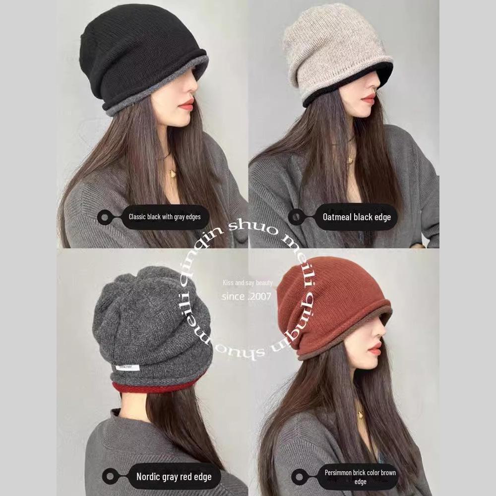 Unisex 100% Wool Reversible Knit Hat - Elastic, Warm Winter Beanie for Men and Women