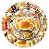 Animal Food Sticker Set: 50 Cute Cartoon Bread, Cookie Shapes, Waterproof Lunch Box Decor.