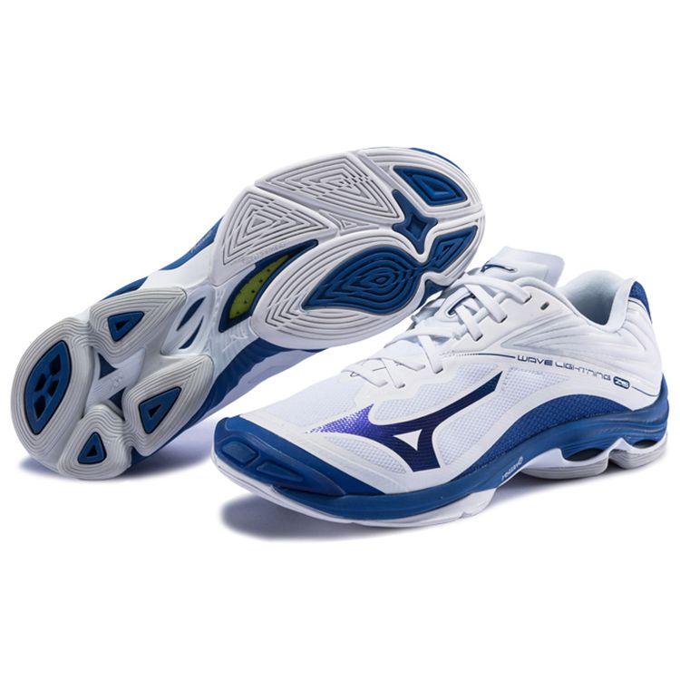 Mizuno Wave Lightning Z6 Амортизирующие Нескользящие Дышащие Легкие Прочные Низкие Тренировочные Кроссовки Мужские Белый Синий V1GA200021
