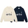 Arte Streetwear Вязаный свитер с вышивкой букв Унисекс Повседневный Осенний Зимний Топ с воротником-поло