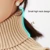 Women Fake Scarf High Collar Ribbed Texture Ruffle Trim Solid Color Knitting Collar Autumn Winter Thickened Warm False Collar