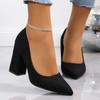 Pointed Toe Slip-on Pumps Spring/Autumn Solid 2024 Hot Sale Women's Shoes High Heel Square Heel Shallow Pumps Salto Alto
