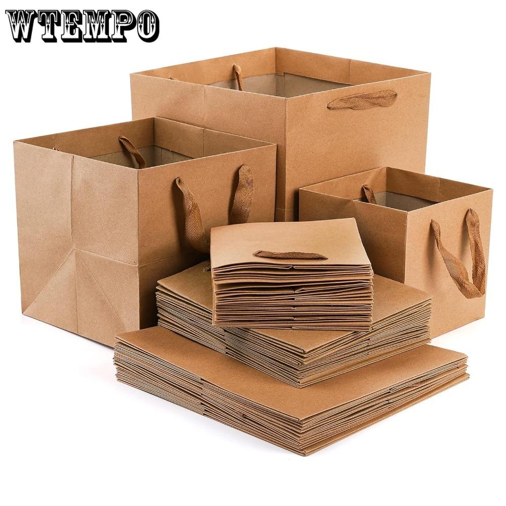 8 шт. Квадратные подарочные пакеты с ручками 3 размера Упаковка для подарков и пакеты для покупок Большие пакеты для упаковки розничного бизнеса Сумка-тоут для букетов и цветов Подарочные пакеты для покупок