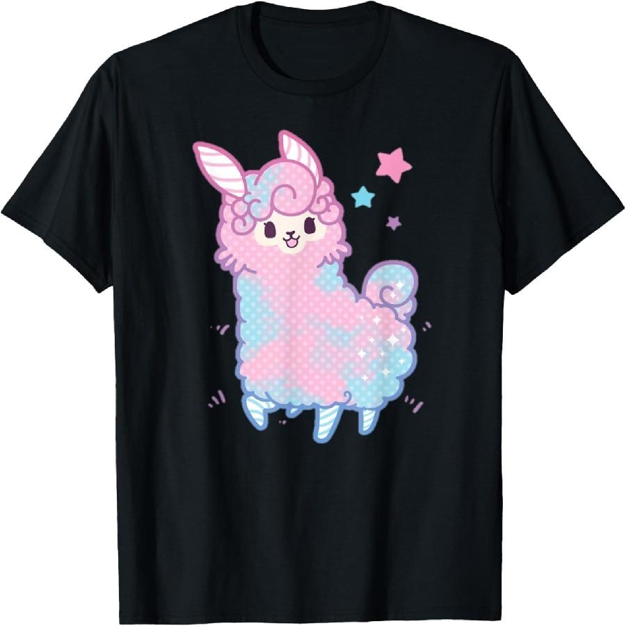 Cute Pink Llama Alpaca Kawaii Cartoon Art T-Shirt.jpg