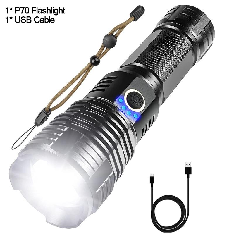 New XHP70 LED Flashlight XHP50 LED Flashlights USB Rechargeable Flashlight Zoomable Torch Waterproof Torch Camping Flashlight
