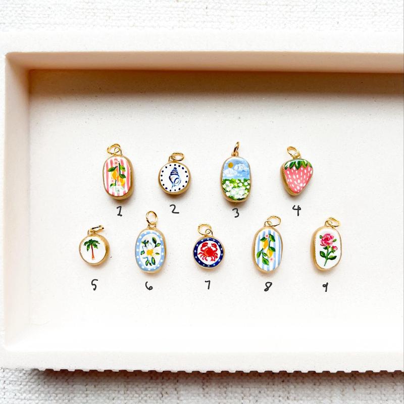 Красочный дофаминовый кулон с масляными каплями, милый кулон-шарм в виде клубничного краба, раковины сердца, для изготовления ювелирных изделий