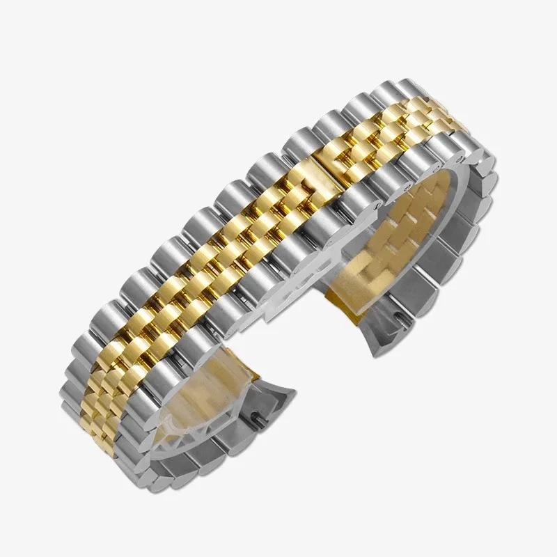 Двухцветный серебристо-золотой браслет из нержавеющей стали для Rolex Datejust, Day-Date и Oyster Perpetual
