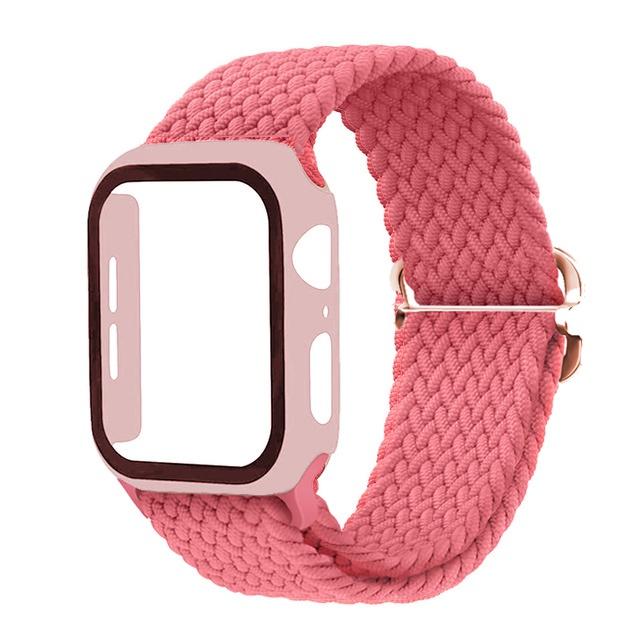 Стеклянный корпус плетеный ремешок Solo Loop для Apple Watch 45/44 41 40 мм 42 мм 38 мм эластичный браслет для Iwatch Series 8 Se 7 6 5 4 3
