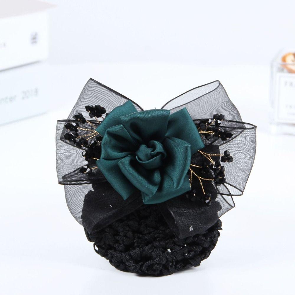 Chiffon Hairnet Cover Retro Horsetail Clip Elegant Hair Net Bag Flight Attendant