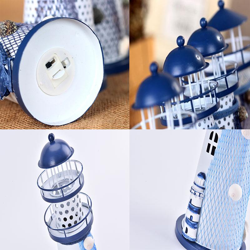 Ocean Flash Lighthouse Fishing Net Starfish Shell Metal Beacon Tower Ornaments