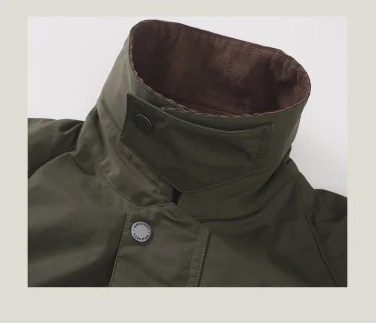 Unisex British Retro Corduroy Collar Hunting Windbreaker