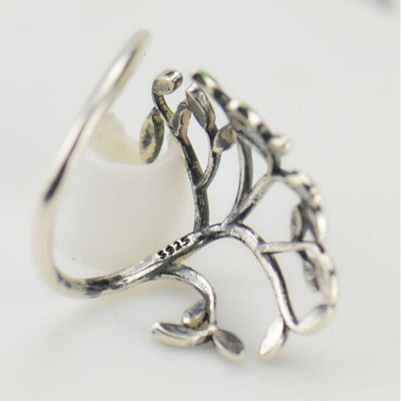 Fashion Vintage Hand Drip Glazed Green Leaf Branch Ring for Women Opening Adjustable Ring Jewelry ARI