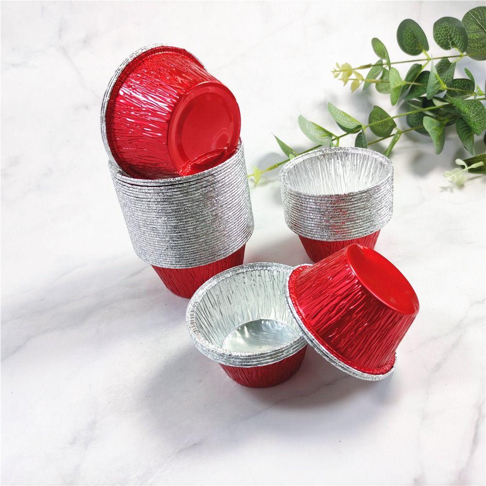 50Pcs Non-stick Baking Cup Tray Disposable Tinfoil Tray Aluminum Tin Foil Baking Pans  Pudding