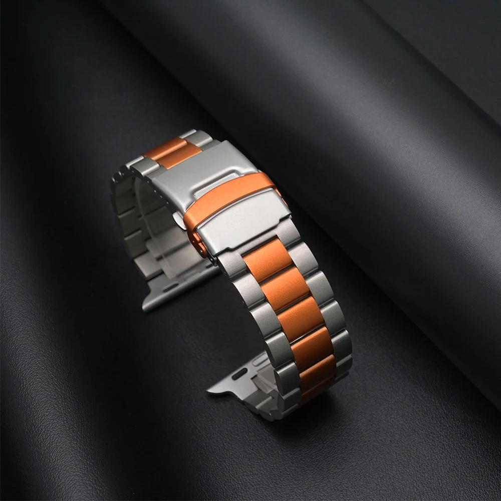 Титановый браслет для Apple Watch Band Ultra 2/1 49 мм 46 мм 45 мм 44 мм Деловая мужская ремешок для Iwatch 10 7 8 9 4 5 6 SE Аксессуары