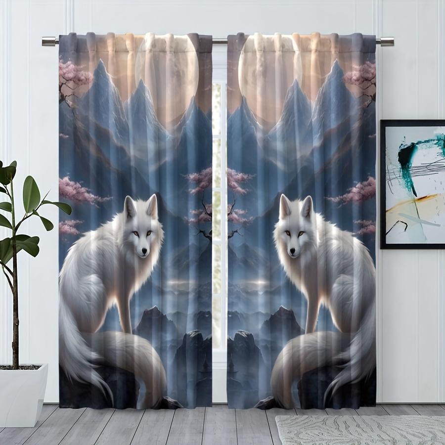 2 шт. шторы с принтом «ловец снов» и волка, полупрозрачные внутренние и наружные шторы, защитные шторы для спальни, гостиной