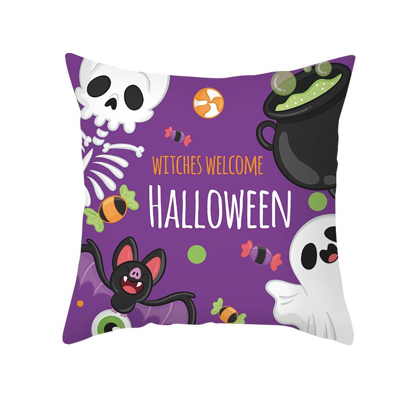 Halloween Cartoon Skull Spider Demon Bat Decorative Pattern Pillow Case Bedroom Living Room Sofa Cinema Garden Throw Pillow Case