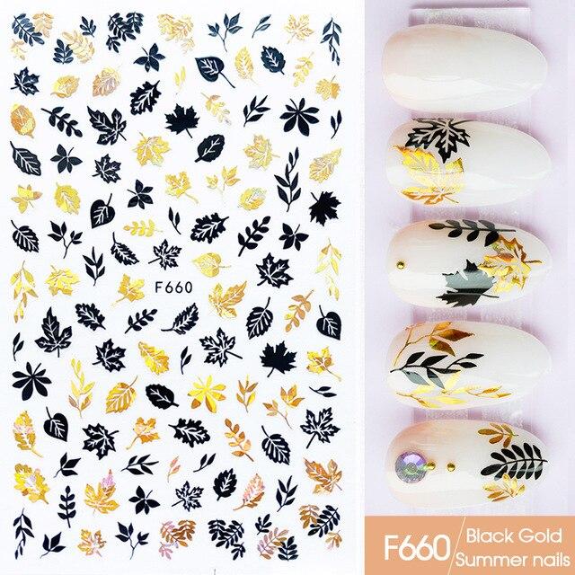 New Retro Nail Art Hot Stamping Stickers Embossed Flower Branches and Jade Leaves Nail Art Decorations