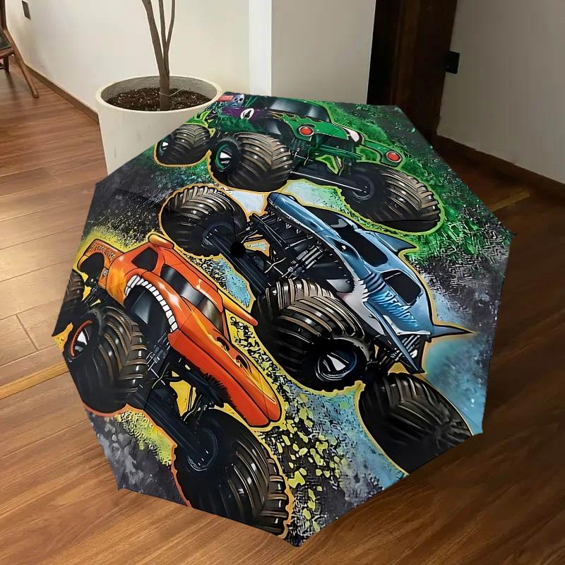 1PC monster trucks Umbrella-8-Rib Reinforced, Automatic Open, Lightweight & Durable, Cute Fashion Accessory for Outdoor-F2618