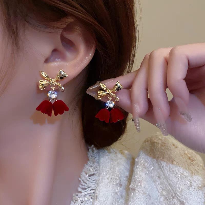 Серьги-каффы Ancola Red Silver Geometric с эмалью - Ретро мода, Высококлассные каффы для женщин
