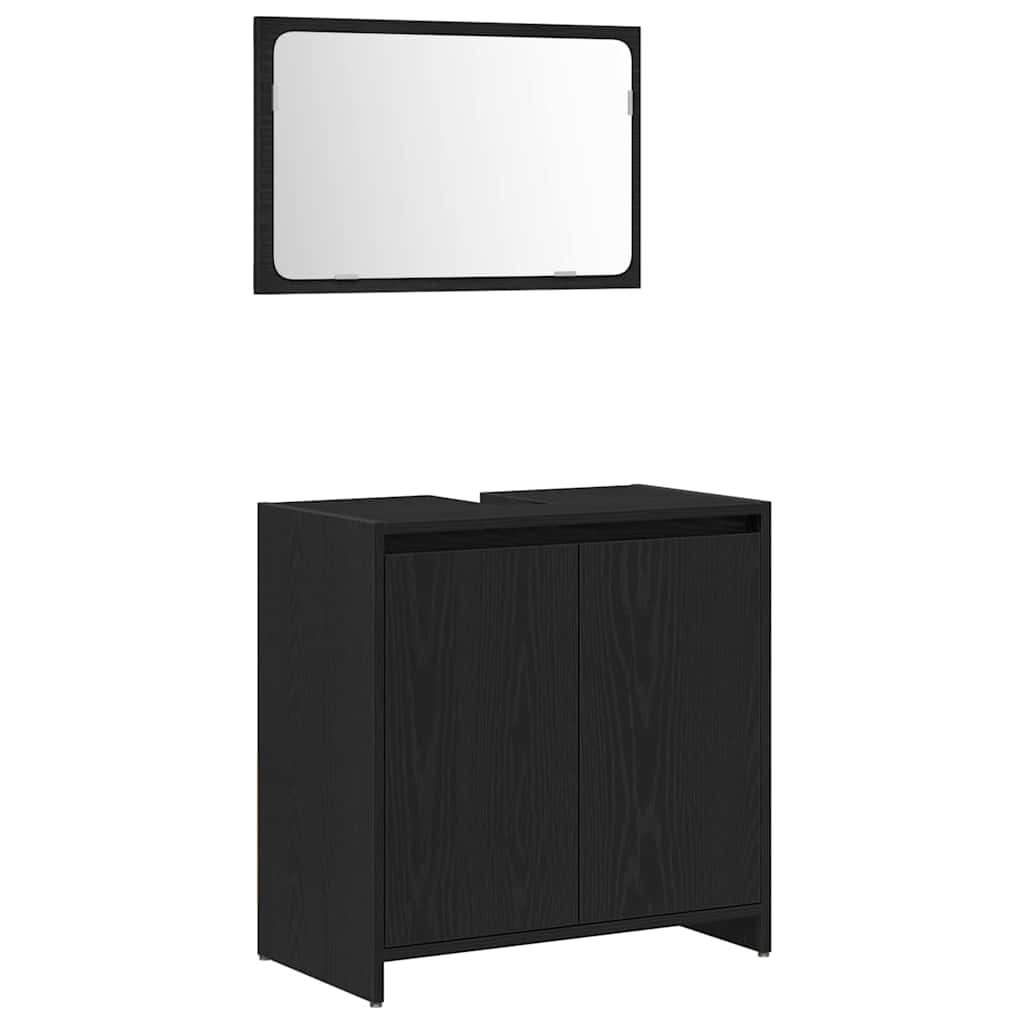 Bathroom Cabinet with Door Black Oak Effect 60 x 33 x 60 cm