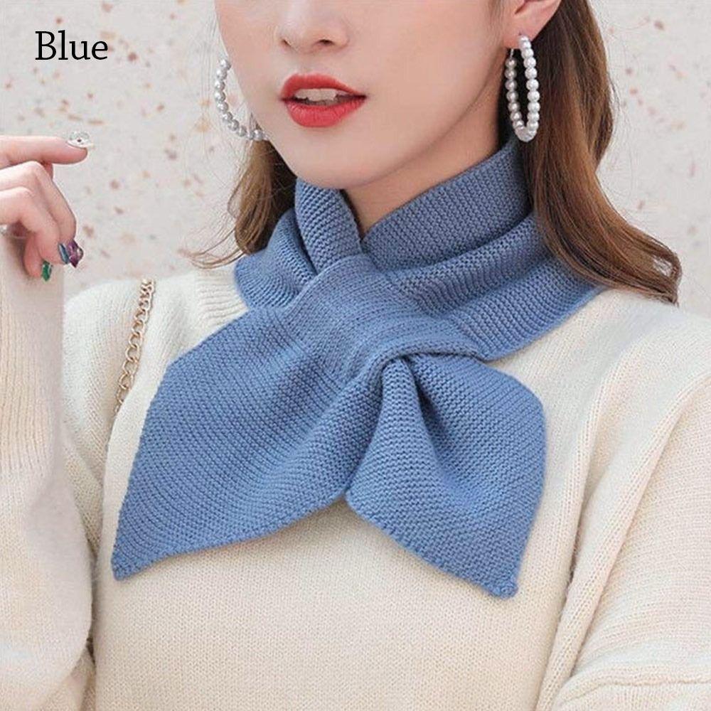 Windproof Cross Scarf Warm Sweater Bowtie Winter Neck Warmer  Women