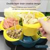 Large Capacity Drain Plastic Vegetable Basket Rotating Creative Home  Pot Plate Double Kitchen Food Platter Vegetable Basket