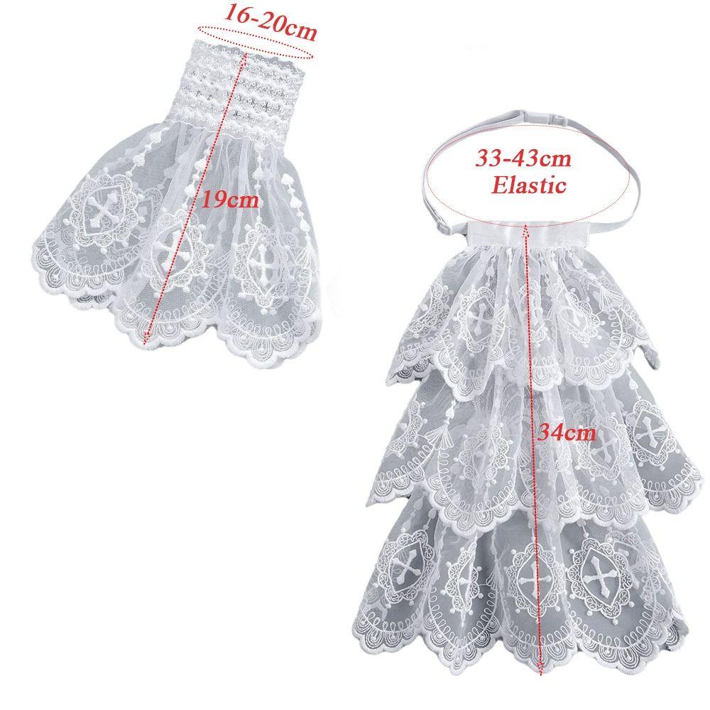 Victorian Style Lace Jabot Collar White Detachable Ruffled Fake Collar Cosplay Accessory Decorative Neck Collar