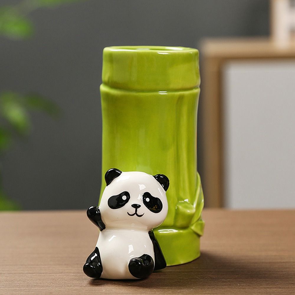 Cartoon Panda Pen Holder Large Capacity Pencil Organizer Creative Panda Ornament Student Gift