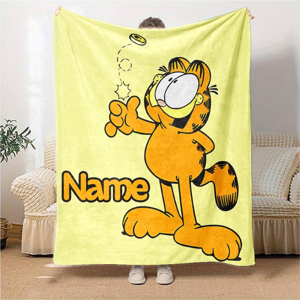 Custom Name Garfield'S Angry Moment Party Blanket For Couch Bed Plush Cozy Fuzzy Blanket Super Soft Warm Blankets For Fall And Winter 091675