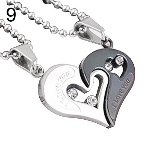 2 шт./компл., ожерелье для пары с кулоном «Я люблю тебя», инкрустированное стразами, в форме сердца