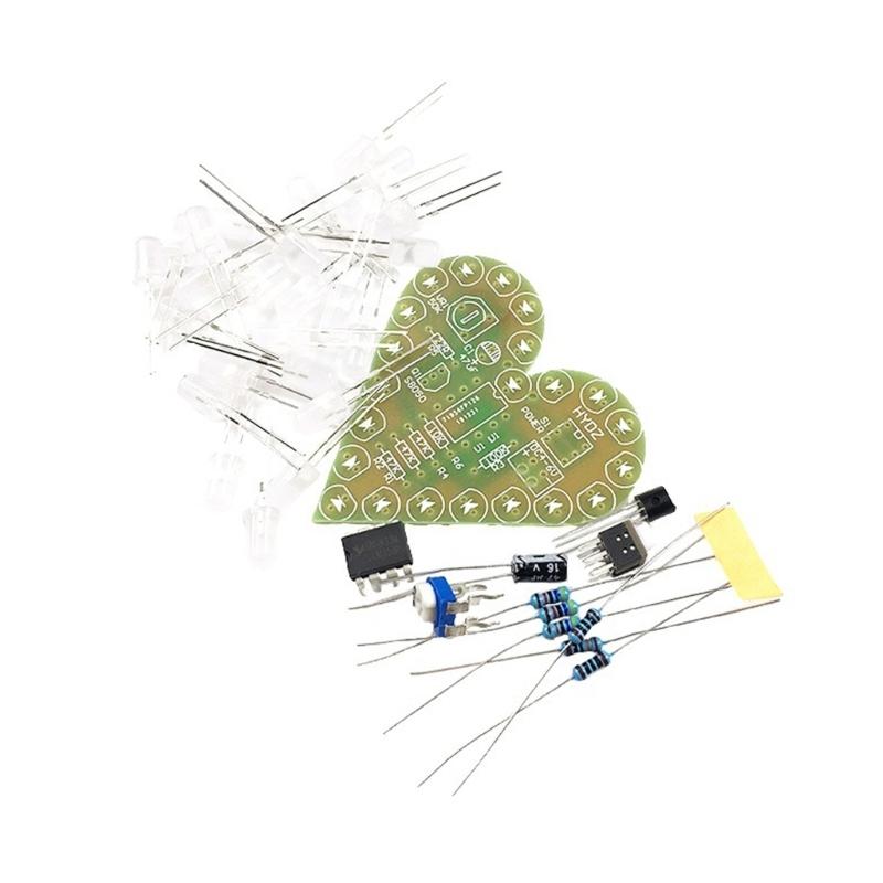 Beginner Friendly Heart Shaped Analog Circuit Practice Kit DIY Adjustable Breathing LED Effect For Electronic Learning