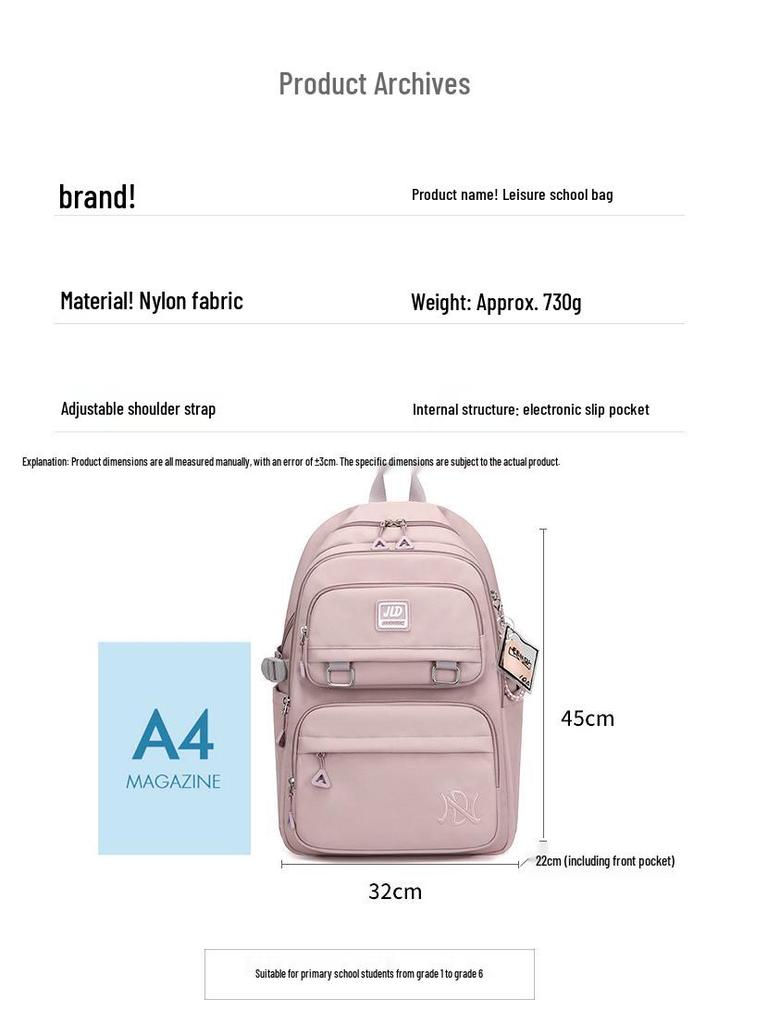 Korean Style Large Capacity Backpack for Middle School Girls