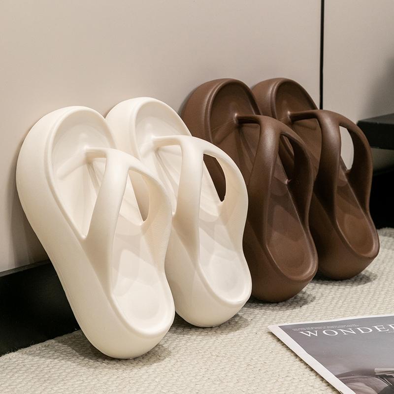 Женские летние шлепанцы на толстой платформе с застежкой-молнией и толстой подошвой, пляжные сандалии для женщин, для дома и улицы, нескользящие шлепанцы из ЭВА