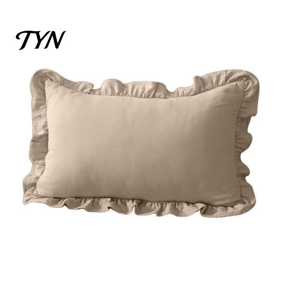 Modern Minimalist Cushion Covers Ruffle Throw Pillow Cover, Cotton Plaid Case with Frill Edge, 18x18 Living Room Home Accessories Inch 20x12