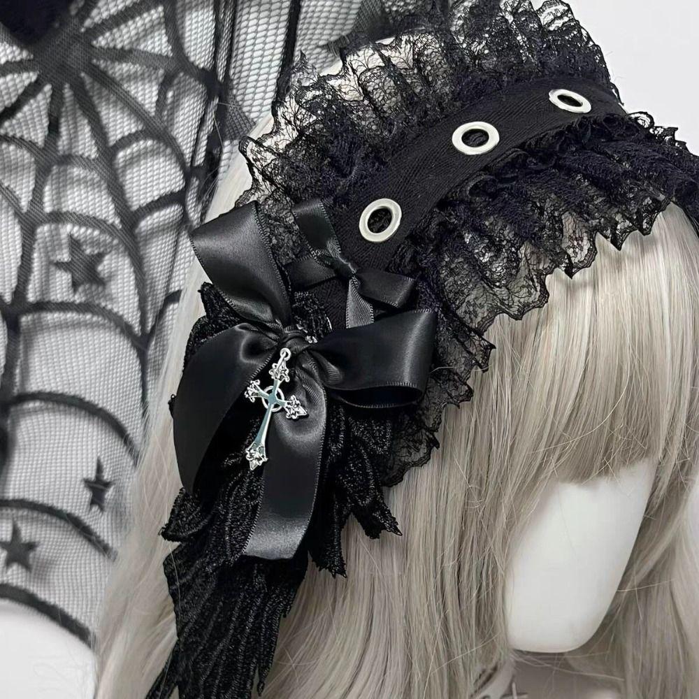 Spicy Girl Lolita Wings Lace Headband Y2k Lolita Hair Clip Cute Cosplay Headdress  Comic Convention