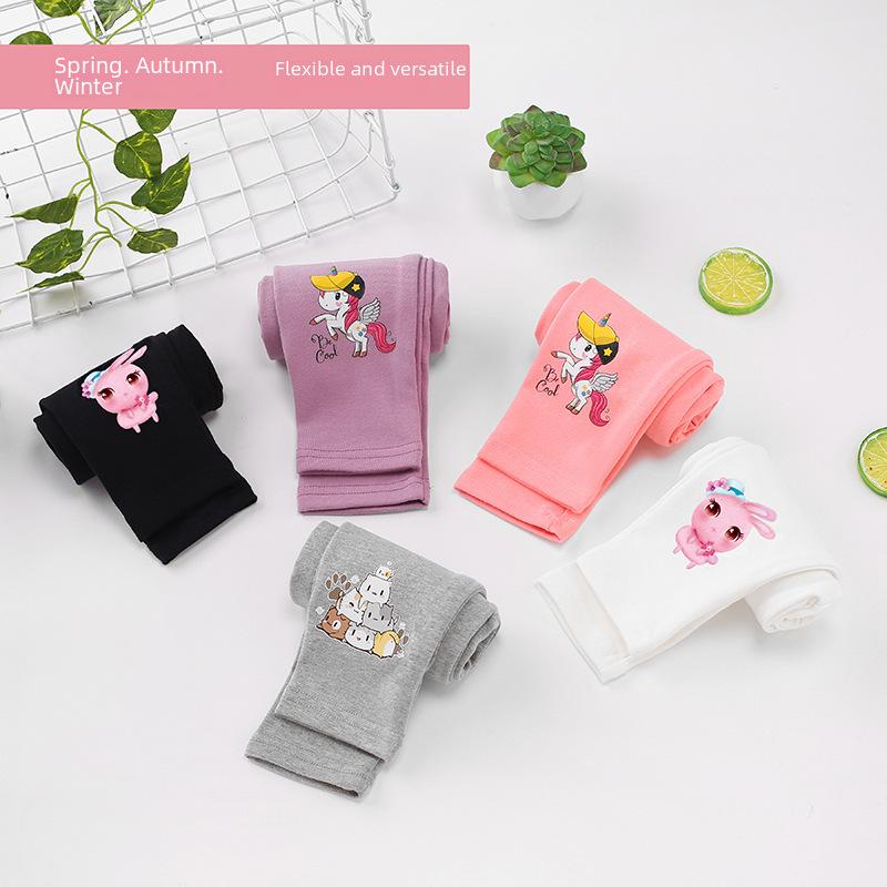 Леггинсы из хлопка с рисунком для девочек - Тонкие повседневные брюки на осень/зиму