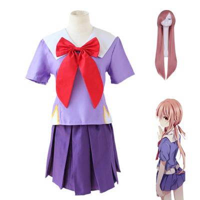 Аниме 2nd Mirai Nikki Gasai Yuno Lolita Sailor Косплей Костюм Лоли с бантом короткая юбка школьная форма парик костюмы для Хэллоуина