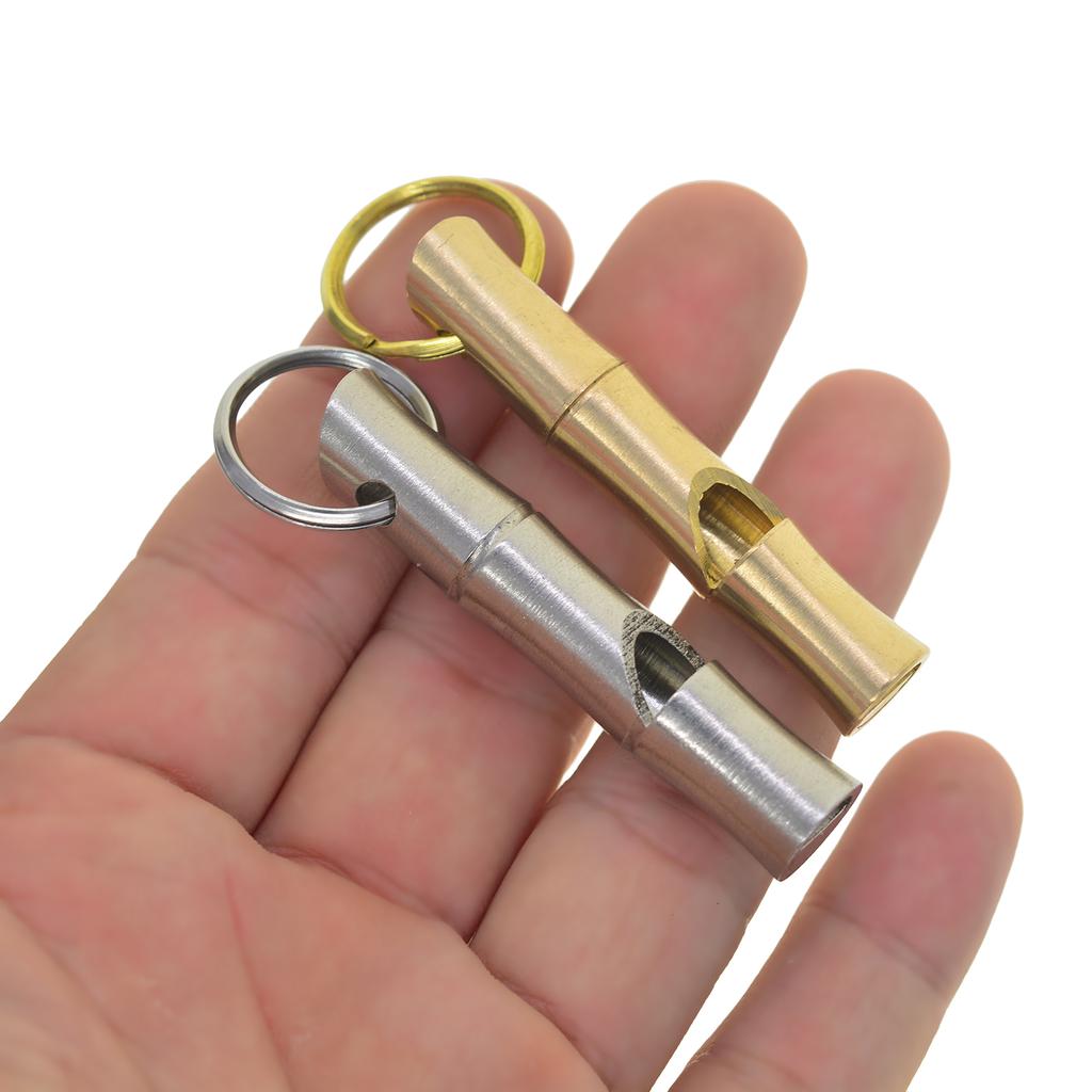 Ручной работы из твердой латуни и нержавеющей стали 304 бамбуковый спасательный свисток брелок для ключей с кольцами 20 мм EDC FOB DIY застежка