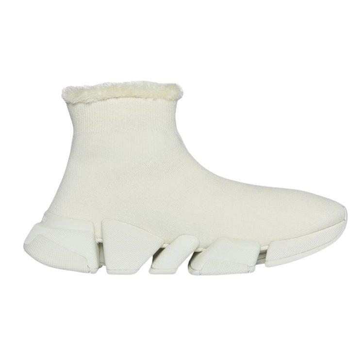 Balenciaga Speed 2.0 Вязаный из переработанных материалов Искусственный мех Бежевый Женский 669789W2DI39015
