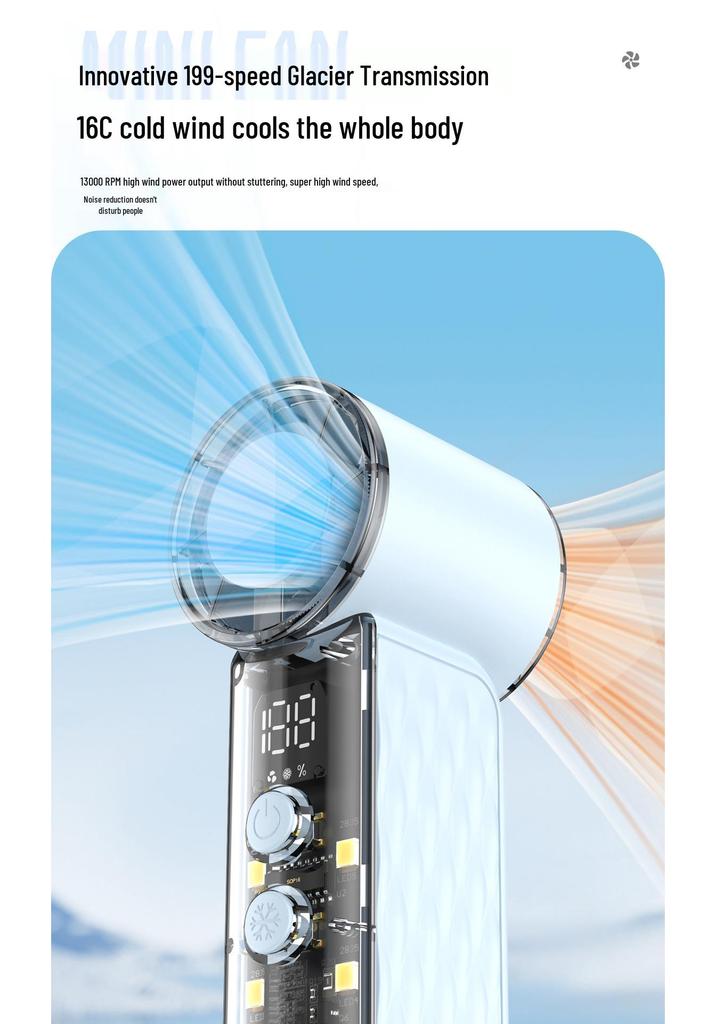 T242 High-Speed Handheld Fan with Night Light - Portable, Digital Display, Multi-Speed Turbo Fan for Outdoors