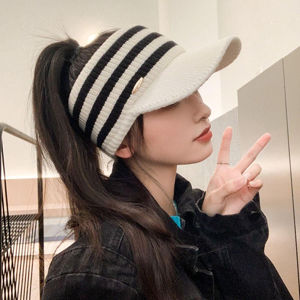 Зимняя шляпа в полоску, модные спортивные шапки на открытом воздухе, новые бейсболки с пустым верхом
