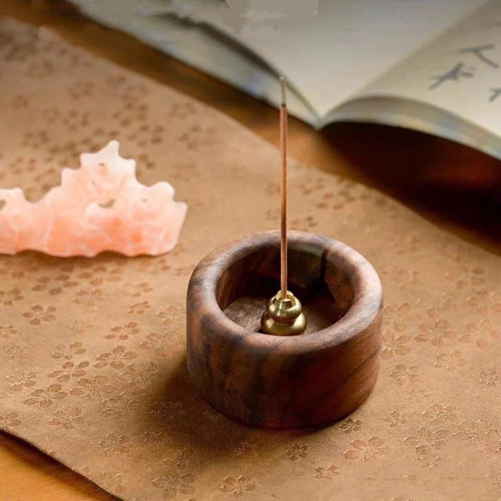 Incense Stick Burner Incense Base Home Decor Round Wooden Incense Holder
