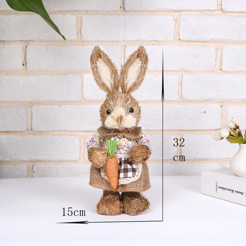 32cm Easter Rabbit Props Home Living Room Decoration Ornaments Simulation Rabbit Easter Grass Fur Rabbit