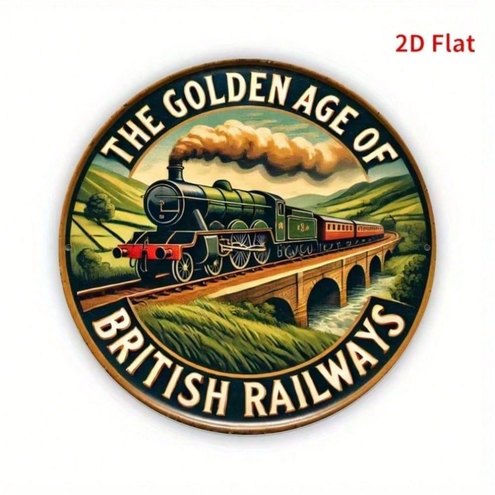 Винтажная металлическая табличка British Railways 8x8 дюймов Настенное искусство с паровозом Декор для поезда