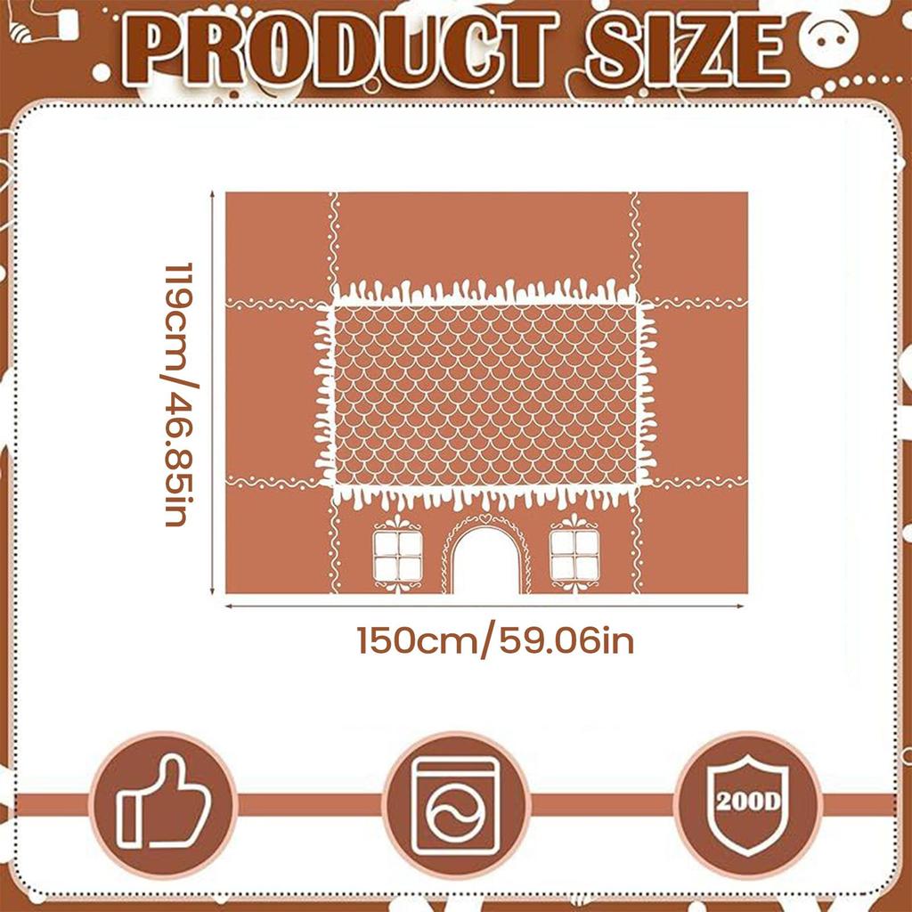 Скатерть Рождественская Скатерть Пряничный Домик Открытая Палатка с Праздничным Деревенским Игровым Домиком Дизайн Для Декора Пряничной Вечеринки