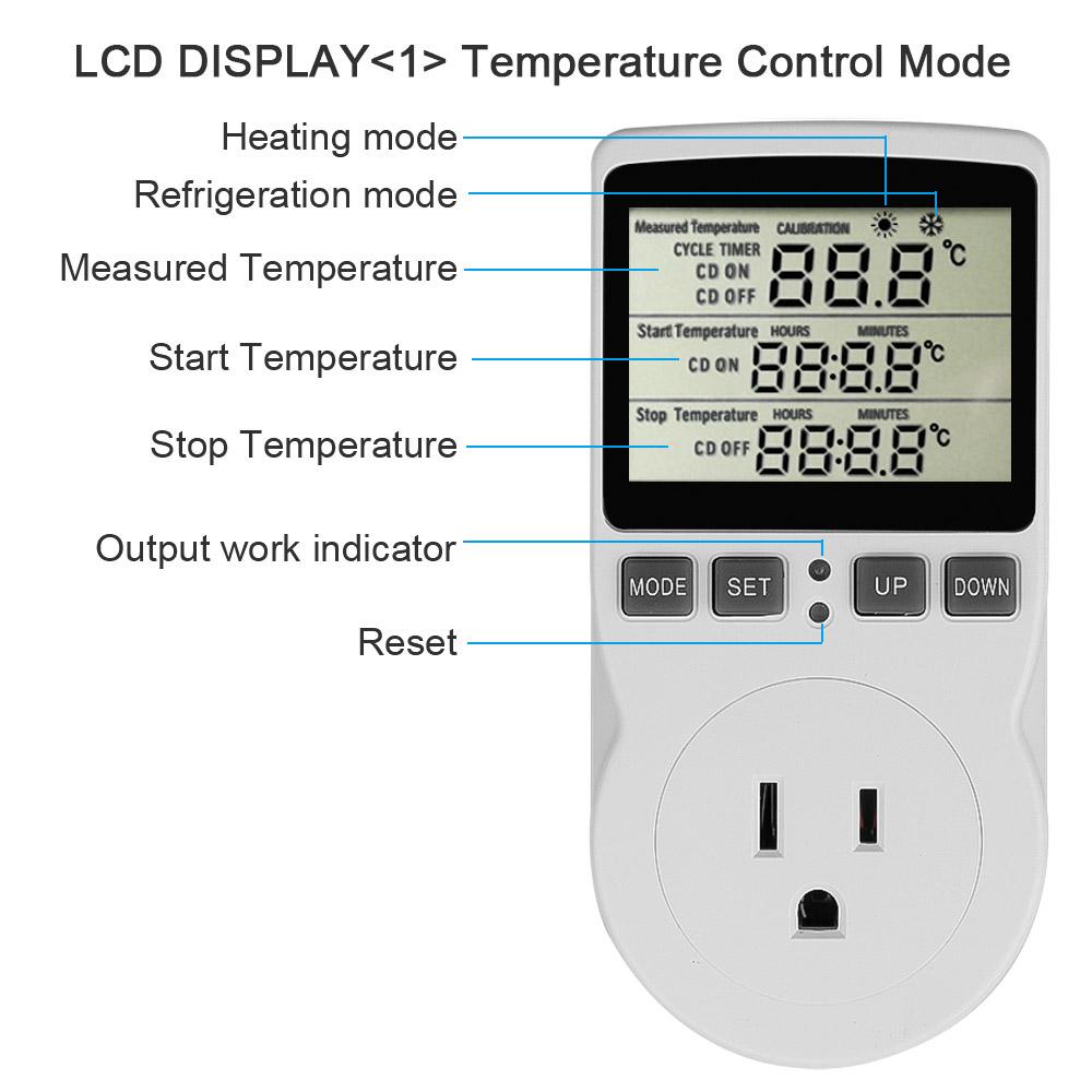 Digital Temperature Controller Socket with Backlight EU Plug Thermostatic Switch Temperature Controller with Sensors Probe Heating Cooling