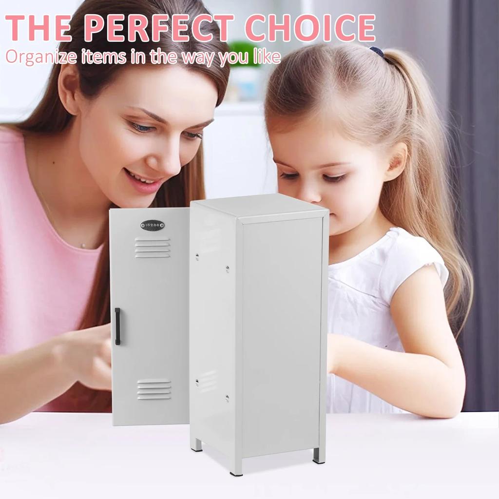 Mini Locker Rustproof Locker Storage Cabinet with Lock and Key Practical Storage Locker with 3 Compartments for Desktop Girl Boy