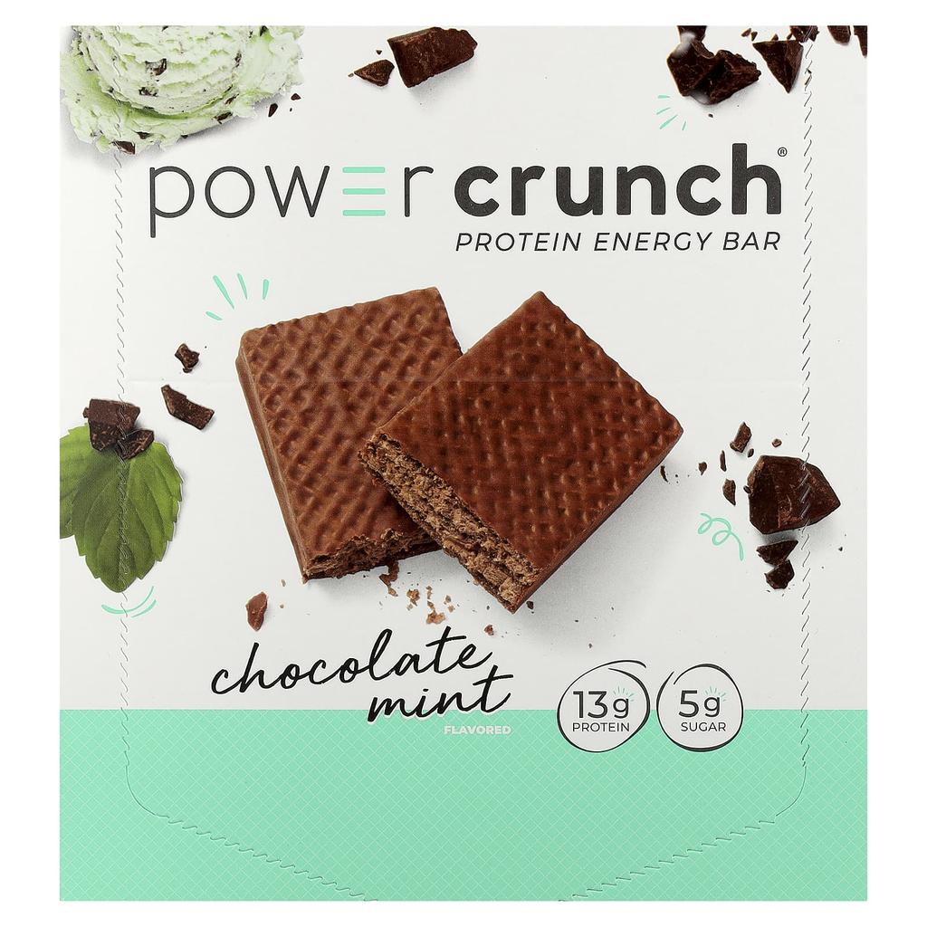 Power Crunch Protein Energy Bar, Chocolate Mint, 12 Bars, 40G (1.4Oz) Each