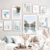 Эгейский Санторини, природный курорт, городская улица, пальмовые принты, постеры, картины на холсте, настенные украшения, домашние картины для гостиной