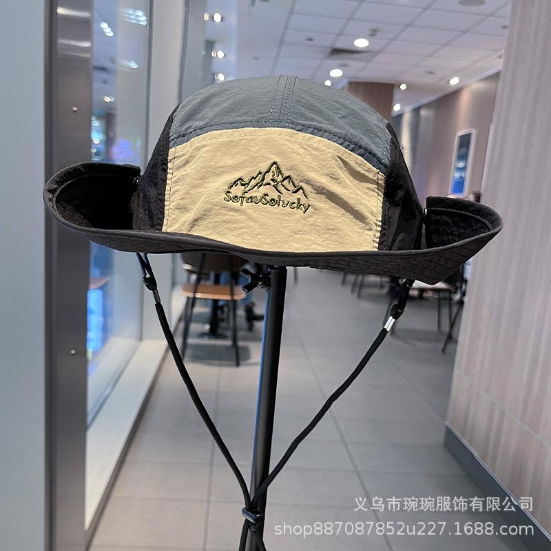 Summer outdoor leisure versatile bucket hat new color matching sun hat men's mountaineering hat women can tie ponytail basin hat